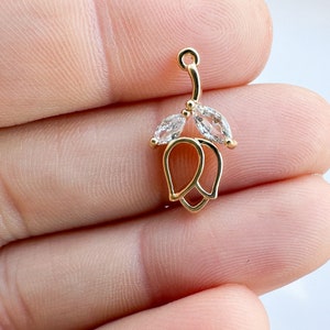 2/6 piece flower glass charms for jewelry, pave charms, gold charms for jewelry making, earring connector charm