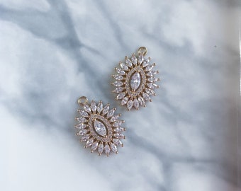 2/6 piece cubic zirconia pendant earring finding jewelry making charms, cz charm for making jewelry 63