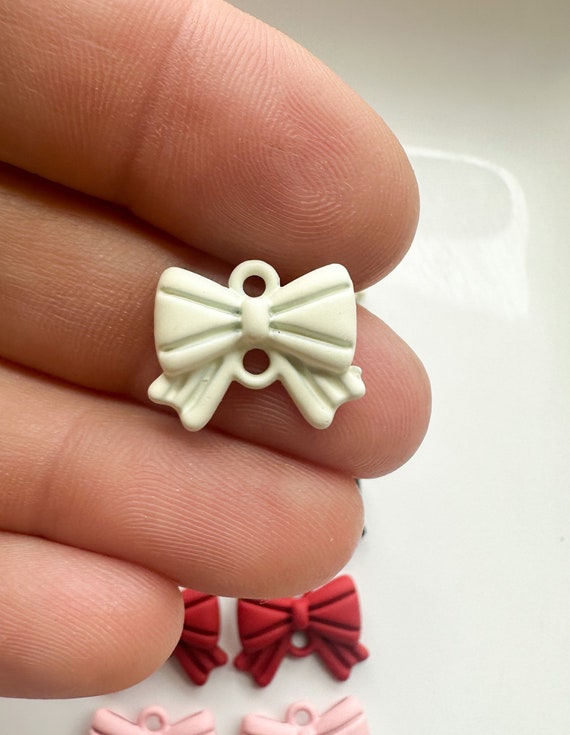 Blush Pink Bow Charms for Girls, Black Bow Gothic Charms for Jewelry Making, Red Bow Connector Charms for Bracelet, Gold Bow Earring Charms
