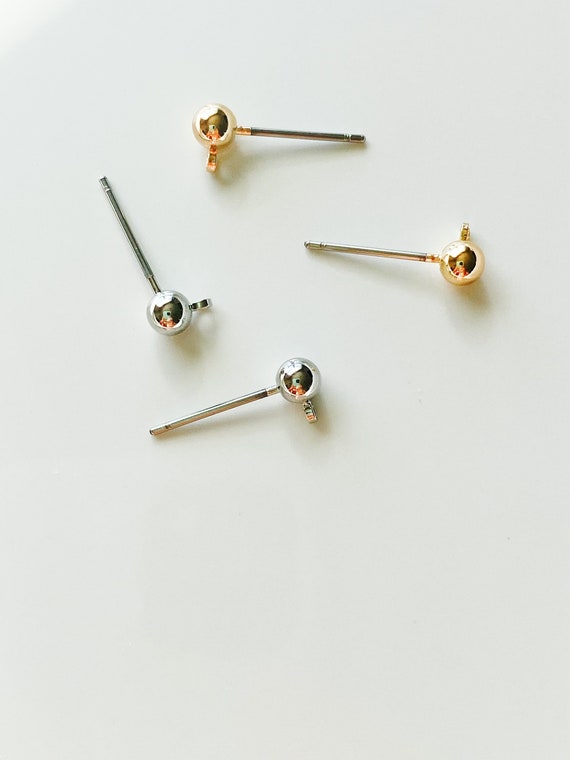 4mm Gold Plating Stainless Steel Ball Stud Earrings, Earring Post for  Jewelry Making, Earring Ball Posts, Jewelry Making Supplies 4 