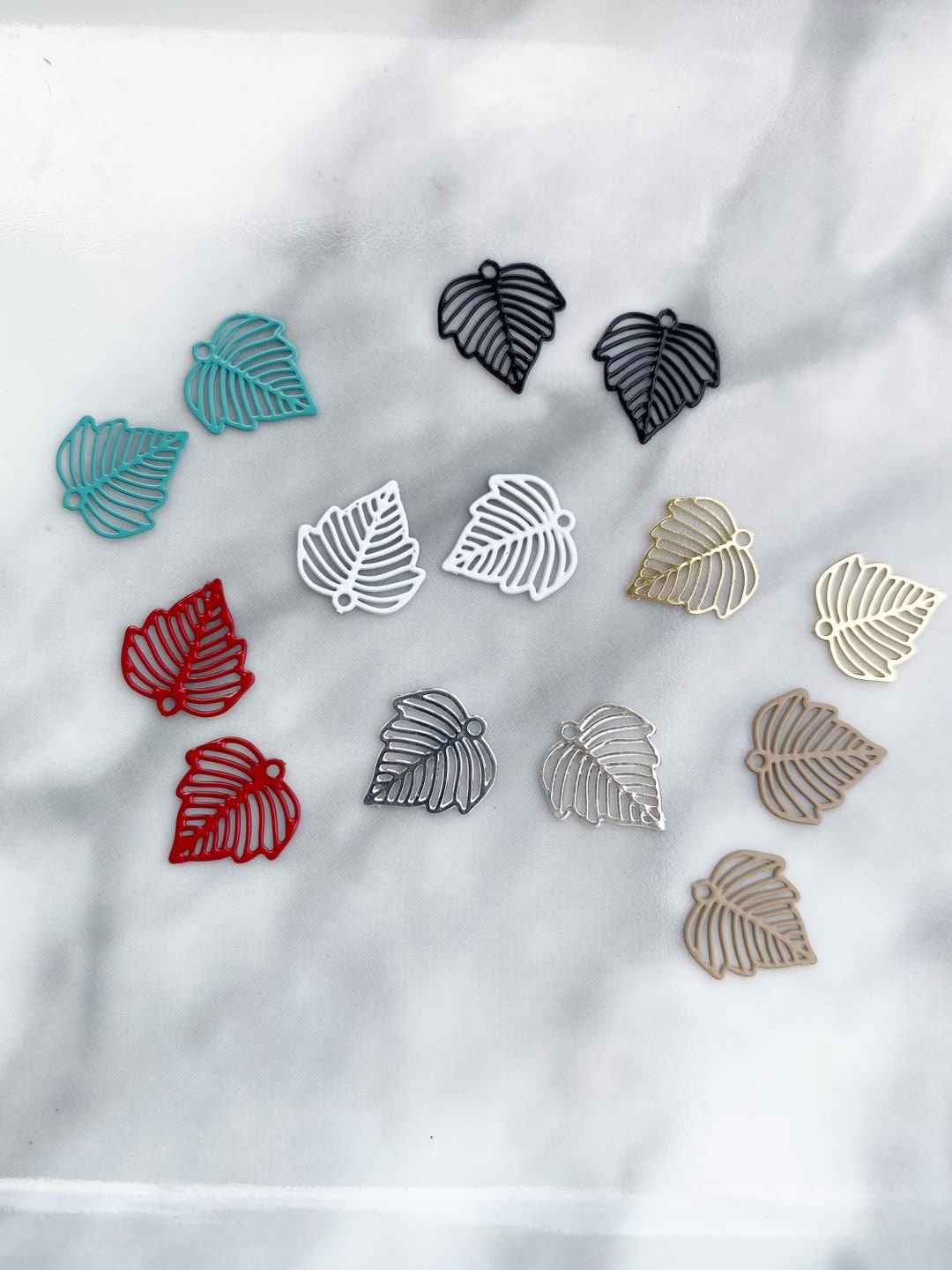 6 Piece Mini Charms for Crafts, Mini Charms Gold, Leaf Charm Clay