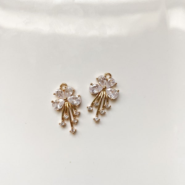 Gold cz charms for necklaces, gold charms for jewelry making, earring making charms, 302