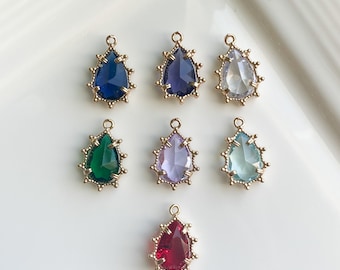 2 piezas Amuletos de vidrio para la fabricación de joyas, lindos amuletos para pendientes, amuletos de oro para collar, pendientes de hallazgos de joyería