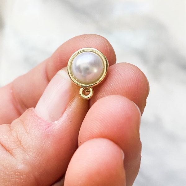 2/6 piece Imitatipn pearl clip on earrings, earring posts for jewelry making, earring post connectors, pearl charm earrings 328