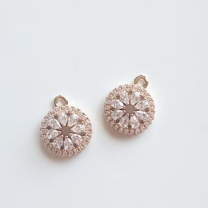 Gold cubic zirconia charm for jewelry making, jewelry making cubic zirconia supplies, CZ pendant, Cubic Zirconia leaf charm