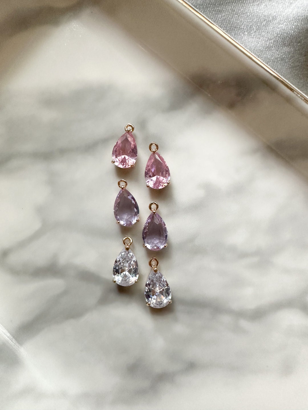 Glass Charms for Jewelry Making, Cute Charms for Earrings, Gold Charms