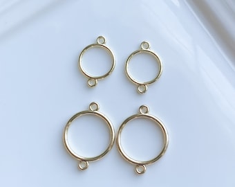10 conectores circulares, conectores para la fabricación de joyas, dijes de pulsera dorados, conectores de latón, conector circular con bisel, B9