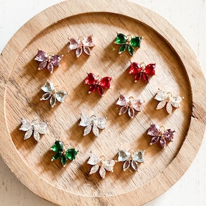 Bow earring charms, Christmas charms for jewelry making, Christmas charms and pendants