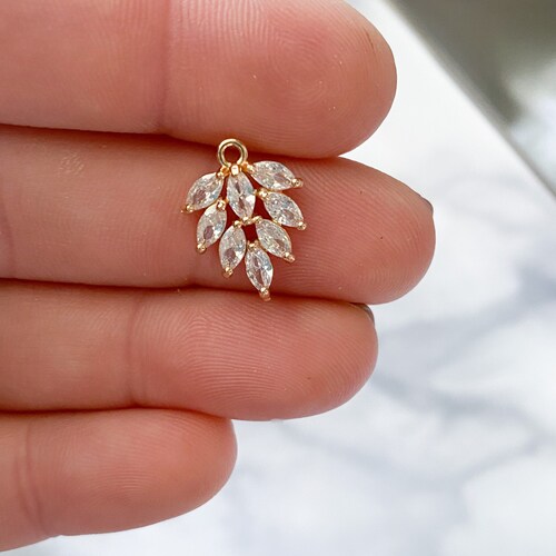 cubic zirconia necklace charms for women, cz charms gold dangle earring charms for jewelry making, pendant charms for necklace, DIY wedding