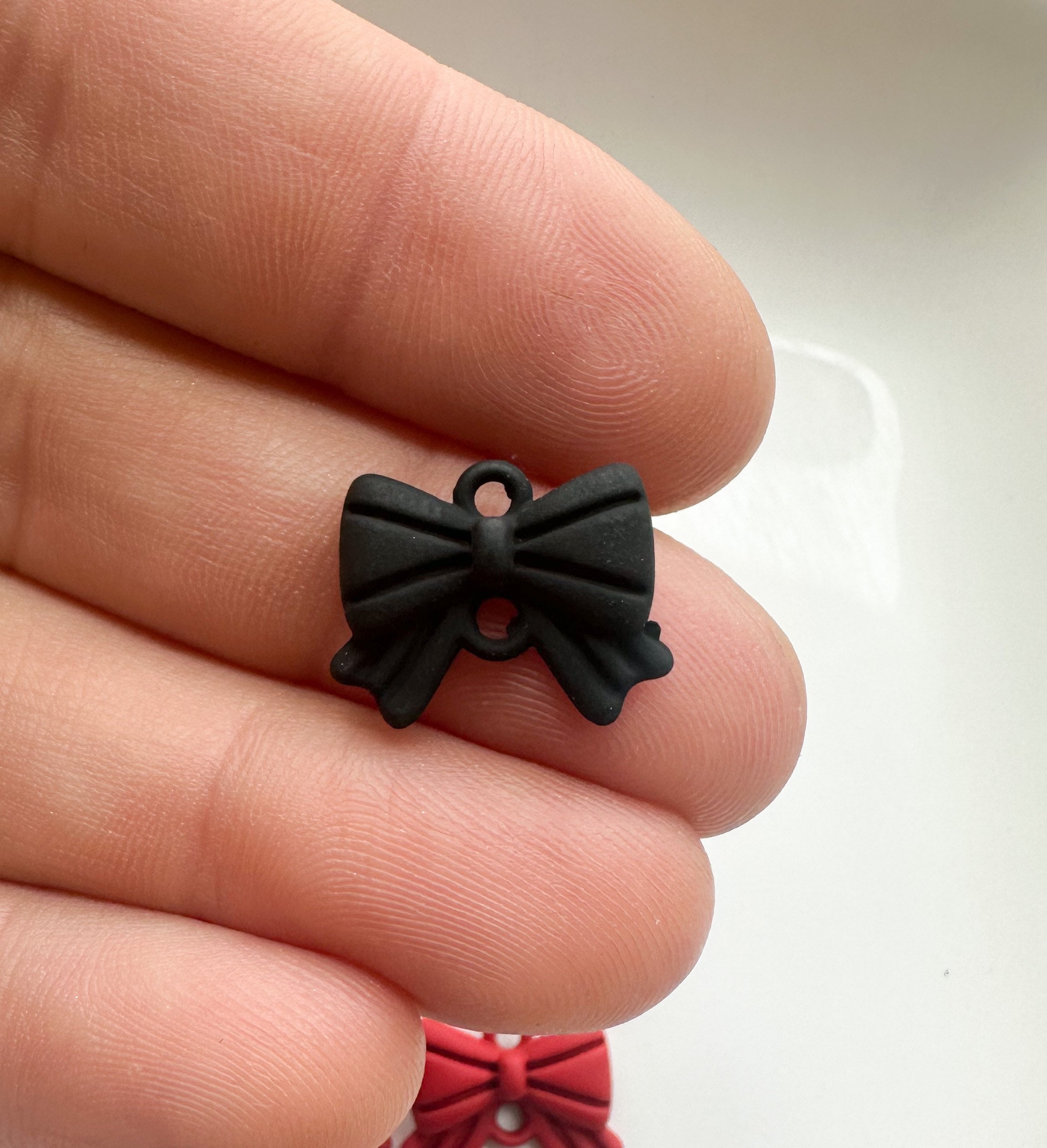 Blush Pink Bow Charms for Girls, Black Bow Gothic Charms for Jewelry Making, Red Bow Connector Charms for Bracelet, Gold Bow Earring Charms
