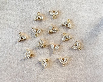 10p tiny charms for earrings, cubic zirconia charms for necklaces gold crystal charms for jewelry making, cz charms earring making supplies