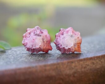Red & Orange Shell Resin Stud Earrings