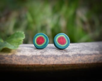 Wassermelonen Scheibe Ohrstecker aus Fimo
