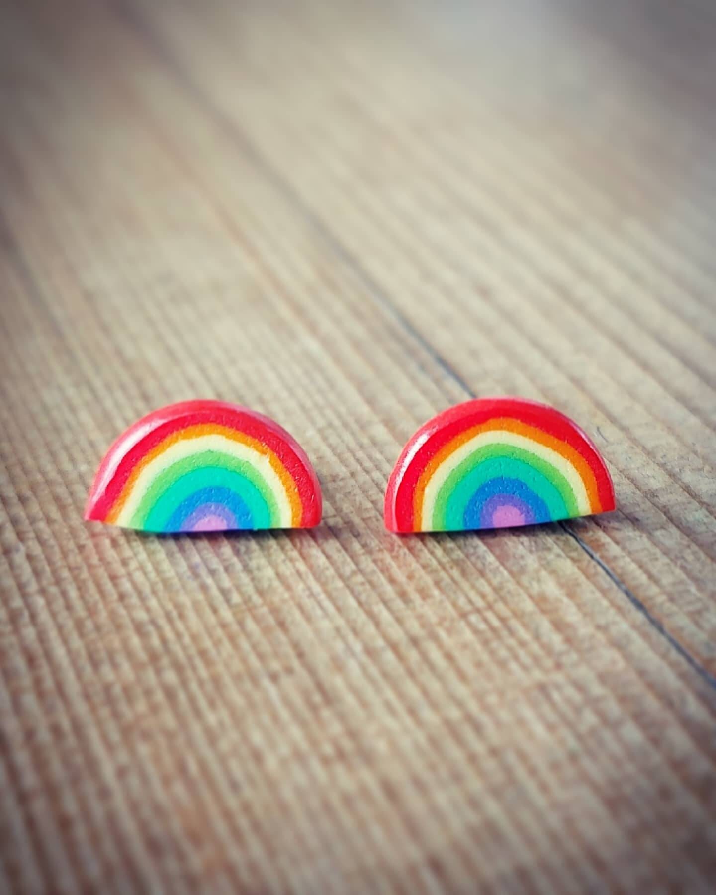 Happy Rainbow Star Small Stud Polymer Clay Earrings