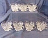 Vintage Punch Cups Set of 7 Anchor Hocking Glass Arlington pattern