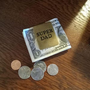 SUPER DAD money clip, Solid Brass Dad money clip, Money clip that says Super Dad, money clip made by CROSS