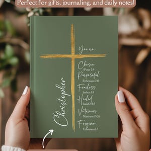 Personalized Christian Notebook for Men, Bible Verse Prayer Journal, Christian Gift for Boys, Inspirational Faith-Based Gift for Him
