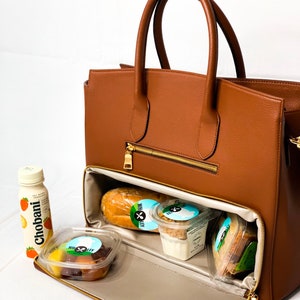 Handgefertigte braune Leder / Gold beschichtete High fashion Meal Prep Tasche