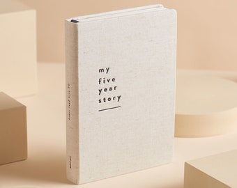 My Five Year Story Journal Cotton, One Line a Day Journal, Memory Journal, Mindfulness Gift, Wellness Diary