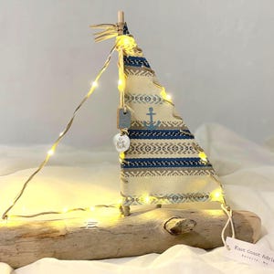 Driftwood Sailboat with Anchor: Coastal USB Light Decor