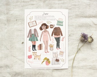 Papierpuppe, bedruckbare Puppe, Kinderkunstaktivität, beschäftigtes Buch
