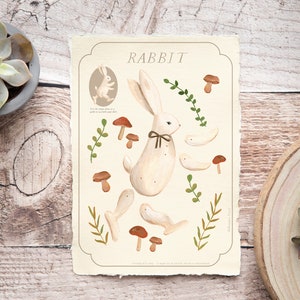 Bambole di carta articolate, bambola di carta snodabile, burattino di carta coniglio