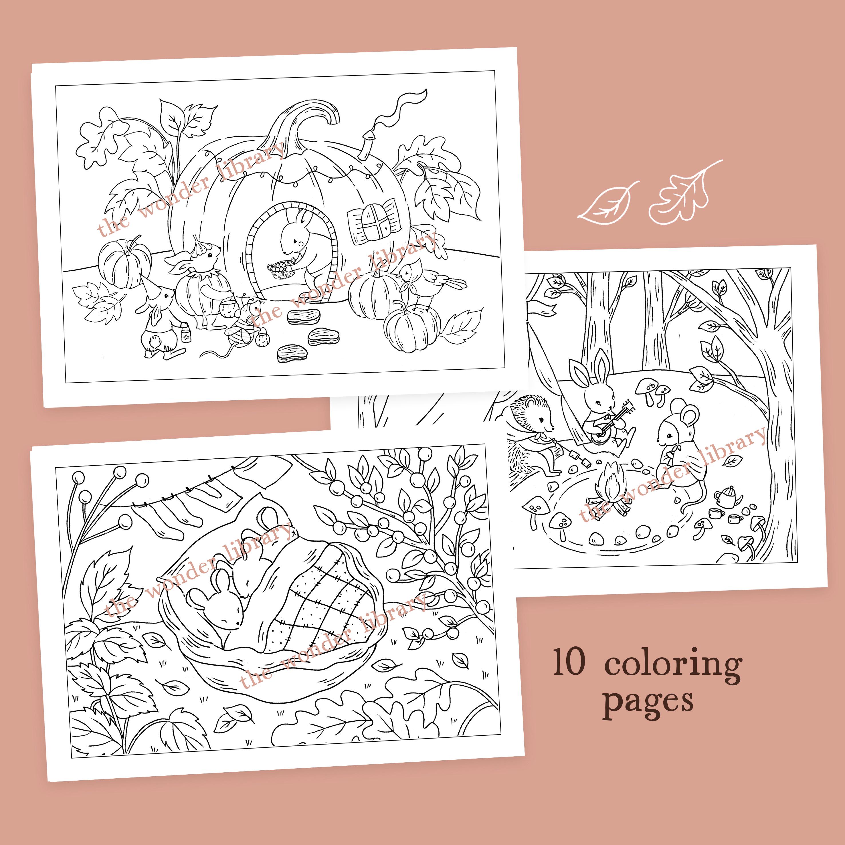Fall Coloring Book, Printable Coloring Pages, Toddler Gift, Autumn ...
