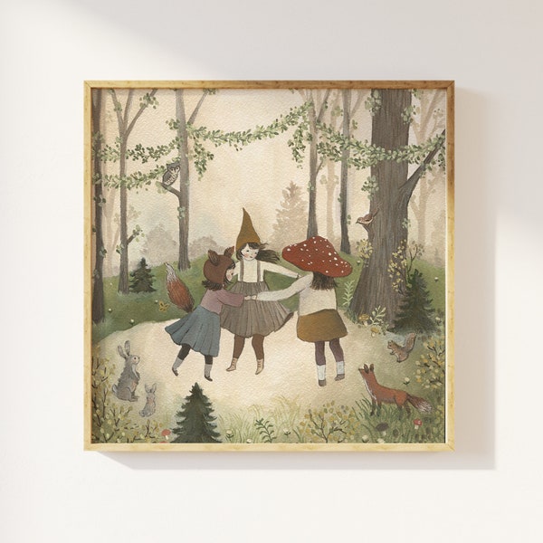 Forest Dance, Woodland Nursery Decor print