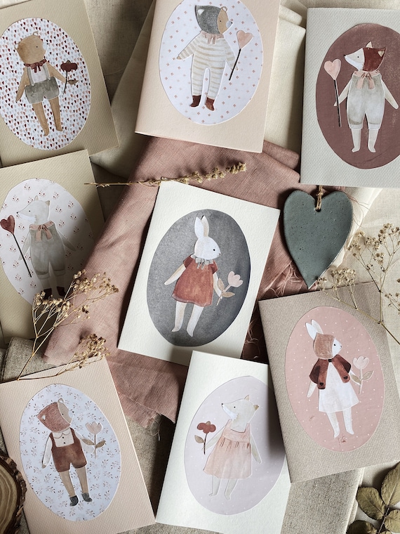 Valentines printable greeting card set DIY