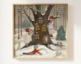 Winter Oak children square print