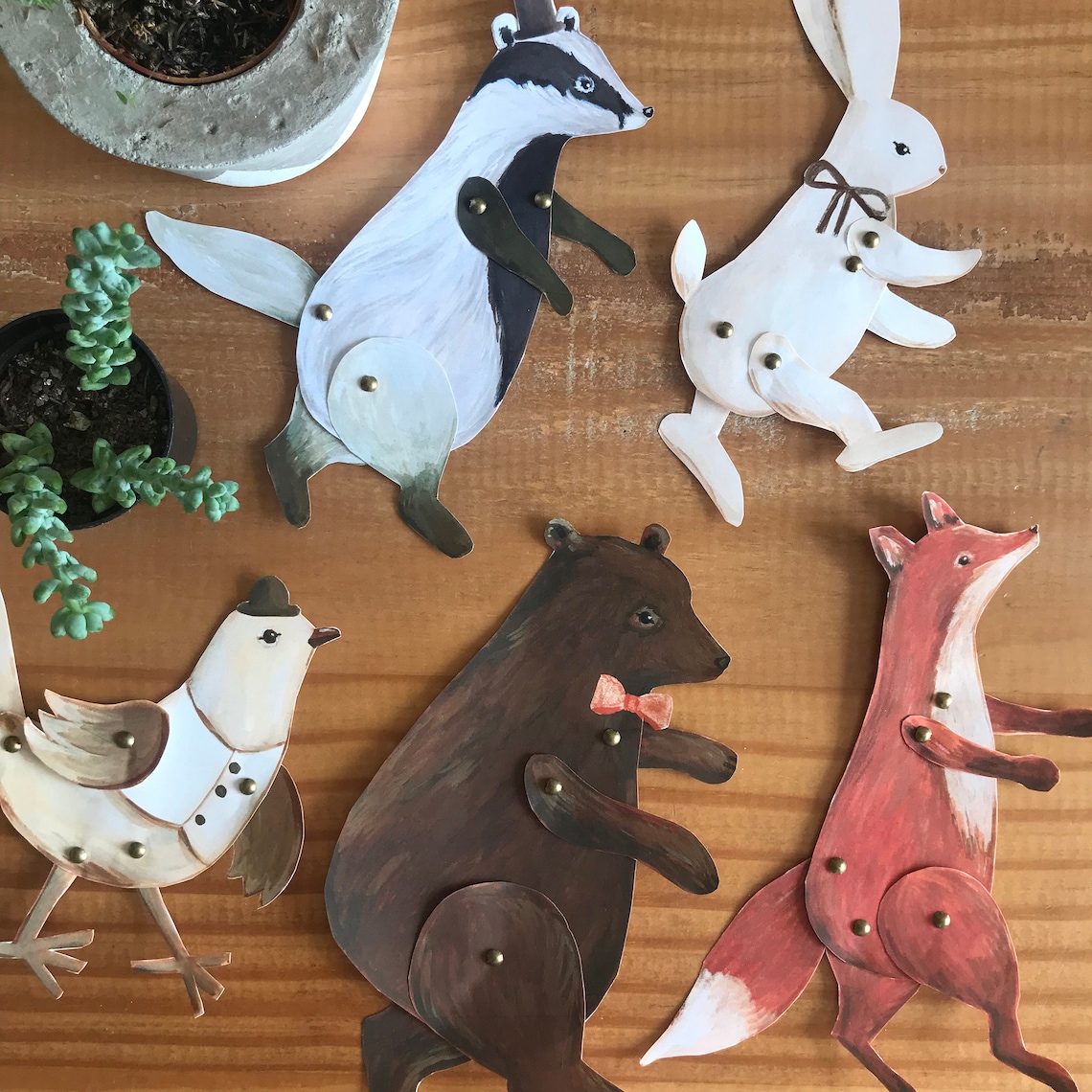 Set of 5 Articulated Paper Doll Animals Digital Download Kid Etsy Australia