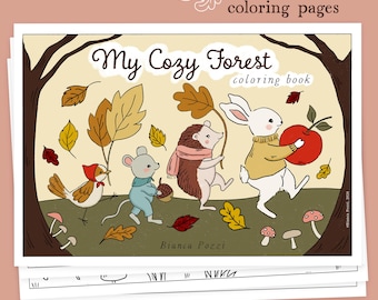 Fall Coloring Book,  Printable Coloring Pages,  Toddler Gift, Autumn Instant Download