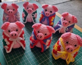 crochet pig in blanket novelty tree decoration