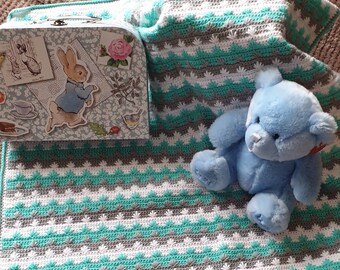 Handmade Star Stitch Baby Blanket, Acrylic Yarn, Baby Shower Gift