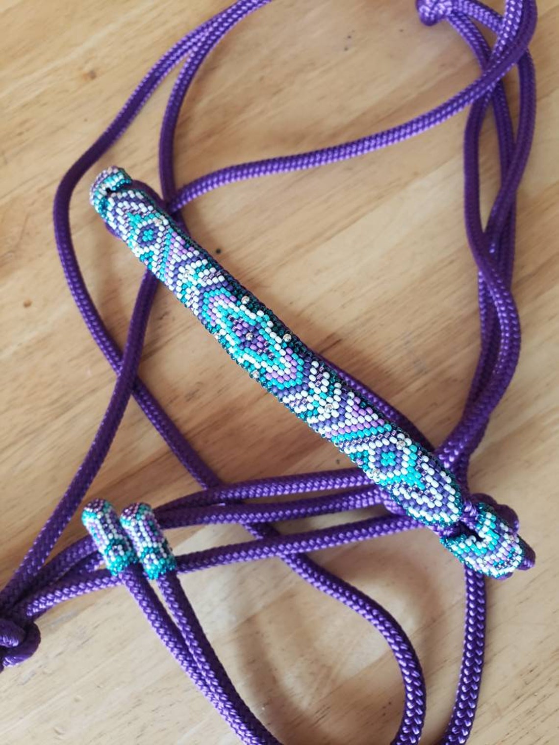 Handbeaded Rope Halter Fully Beaded - Etsy