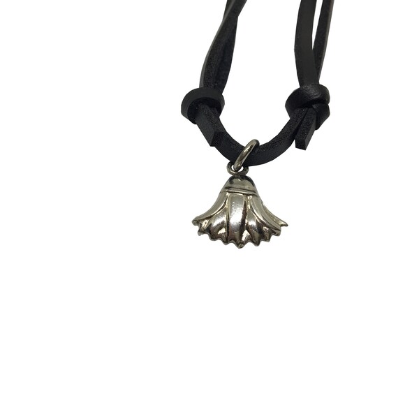 Ancient Egypt Lotus Symbol Pendant for the sun of creation, rebirth and a symbol of Upper Egypt Handmade with Leather Chain Necklace