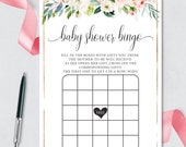 Geometric Baby Shower Bingo Cards, Baby Shower Party Games, Printable Game Cards, Baby Shower Bingo, Blush Gold Floral Baby Shower, B004