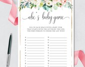 Floral Baby ABC 39 s Game, Blush Gold Baby Shower, Printable Shower Game Cards, Baby Items Game, Baby Shower Alphabet Game, Pink Floral, B004