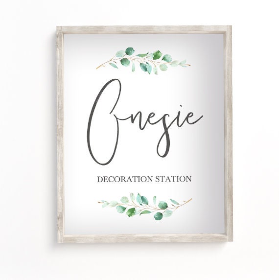 Greenery Baby Shower Onesie Sign Onesie Decorating Station Etsy
