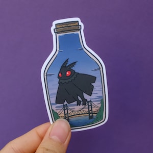 Mothman in a Jar Cryptid Matte Vinyl Sticker