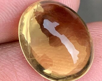 Natural Honey Quartz Cabochon: Oval Sugar Loaf Gemstone (15x12x8mm)
