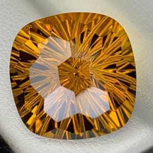 Natural Citrine Gemstone | Fancy Honeycomb Cut Cushion | 7.65 ct | Untreated | Concave Cut Citrine | Collector Quality | Citrine Jewelry.