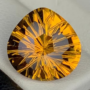Natural Citrine Gemstone | Fancy Honeycomb Cut Heart | 3.90 ct | Untreated | Concave Cut Citrine | Collector Quality | Citrine Jewelry.