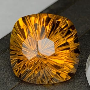 Natural Citrine Gemstone | Fancy Honeycomb Cut Cushion | 7.95 ct | Untreated | Concave Cut Citrine | Collector Quality | Citrine Jewelry.
