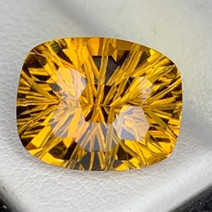 Natural Citrine Gemstone | Fancy Honeycomb Cut Cushion | 3.40 ct | Untreated | Concave Cut Citrine | Collector Quality | Citrine Jewelry.