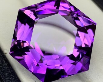Natürlicher Amethyst Edelstein | Premium-Qualität lila Edelstein | Luxus Schmuck machen Stein Hexagon schliff amethyst