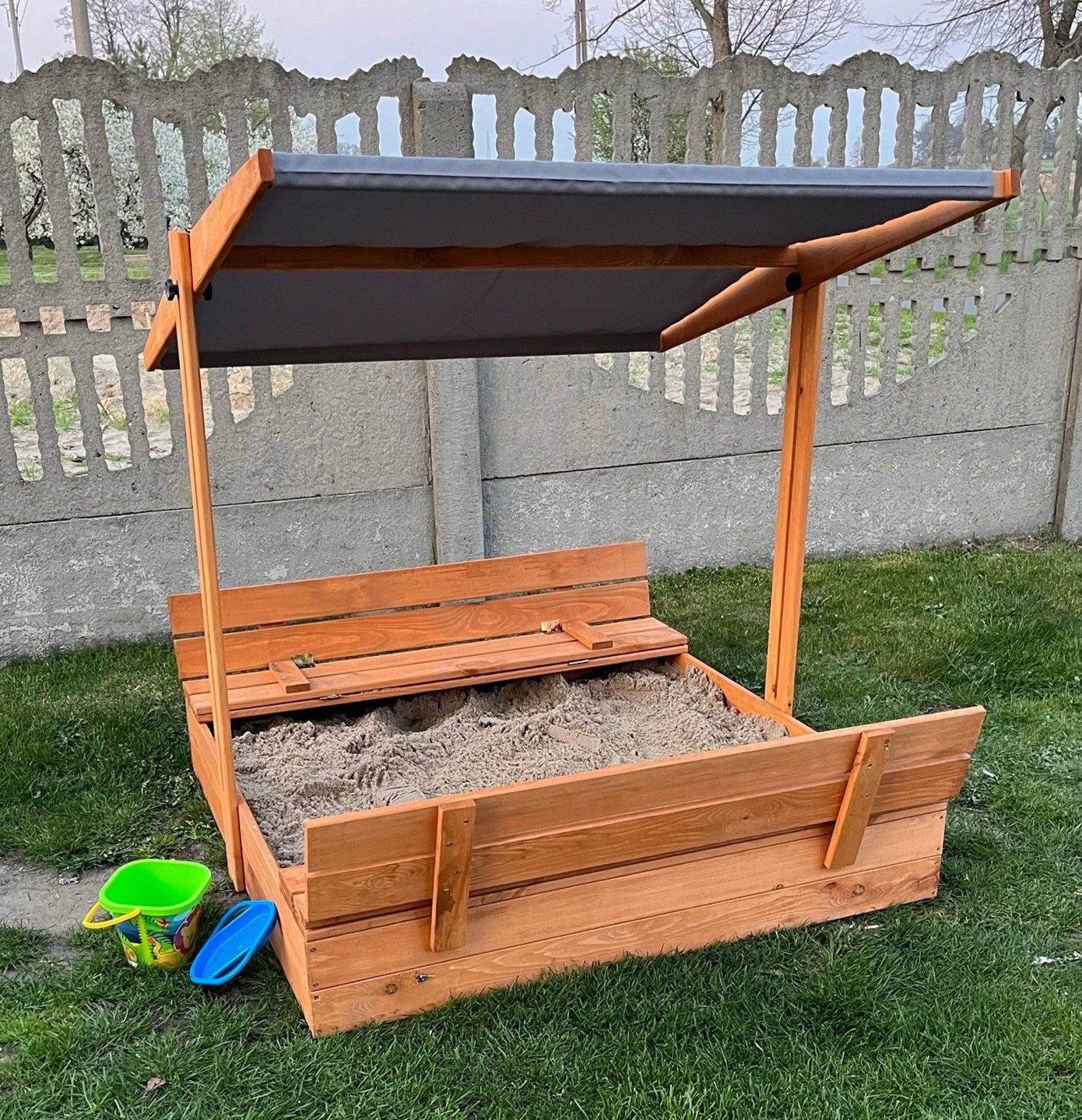 Wood Sandbox Sand Box With Seats Sandbox Childs Sandbox Etsy