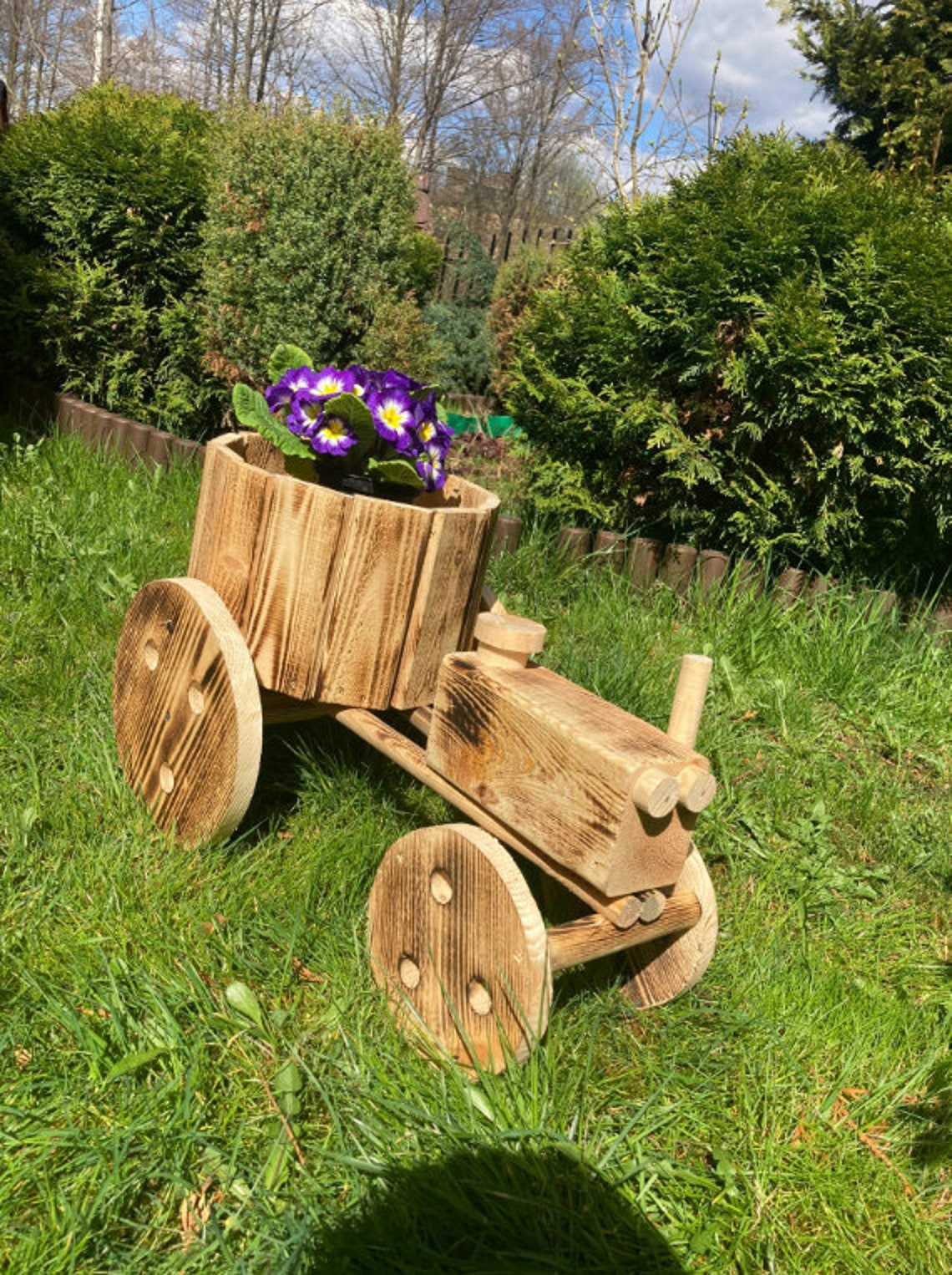 Wooden Tractor Planter Wood Planter Box Wheelbarrow Garden Etsy