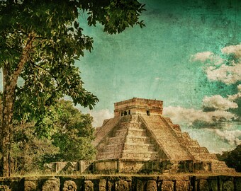 Framed Print - 5x7 inch, 8x12 inch - Maya Pyramid Framed Print #2 - Chichen Itza, Mexico, Mexican Art, Arte Mexicana