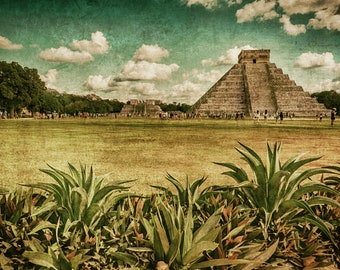 Framed Print - 5x7 inch, 8x12 inch - Maya Pyramid Framed Print #1 - Chichen Itza, Mexico, Mexican Art, Arte Mexicana